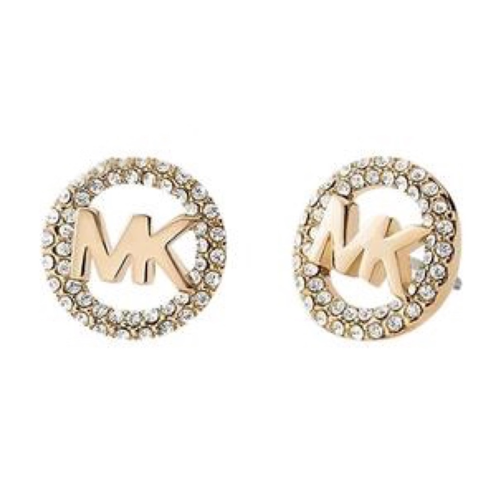 Micheal Kors Pave MK Stud Earrings